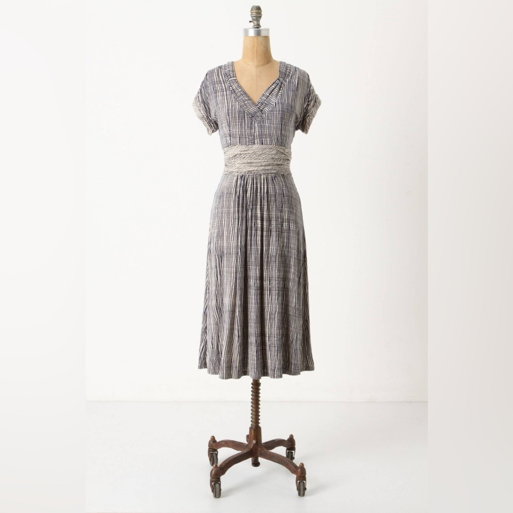 Anthropologie | Deletta Wavering Grid Midi Dress XS